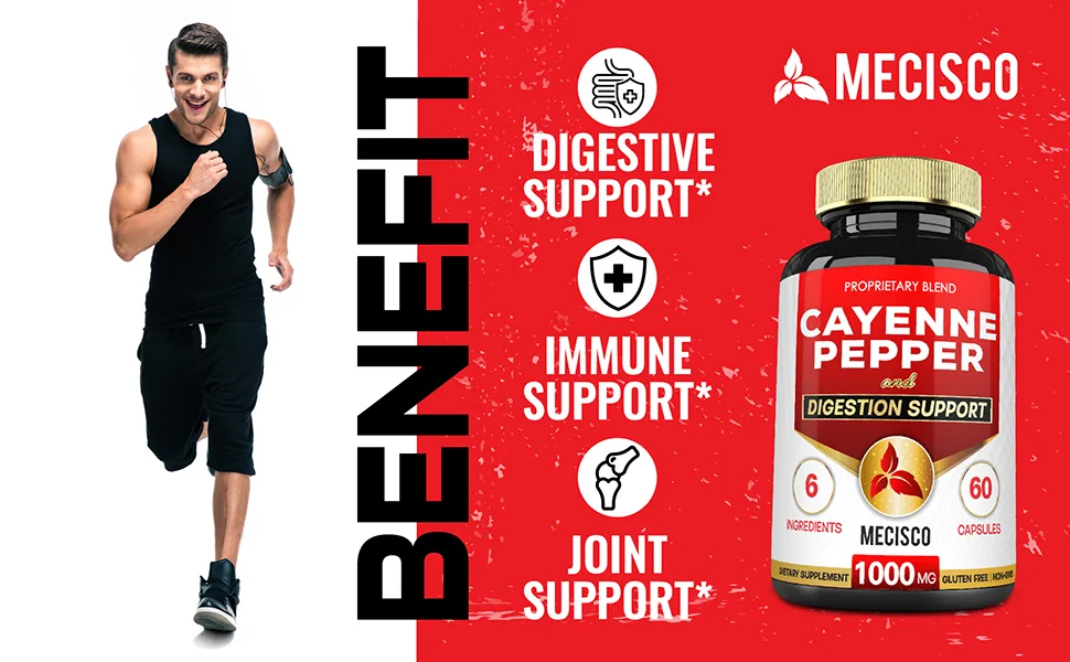 6in1 Cayenne Pepper Capsules with Ginger Root Beet Root and Black Pepper and More - 60 Capsules - Cayenne Supplement Supports Digestion System Immunity 60 Count (Pack of 1) - Cayenne Pepper (2/60Caps)