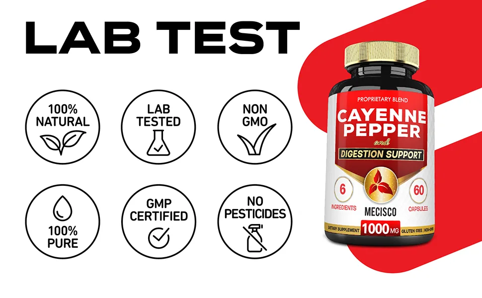 6in1 Cayenne Pepper Capsules with Ginger Root Beet Root and Black Pepper and More - 60 Capsules - Cayenne Supplement Supports Digestion System Immunity 60 Count (Pack of 1) - Cayenne Pepper (2/60Caps)