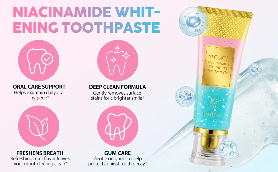 2Pack Niacinamide Whitening Toothpaste - Niacinamide Toothpaste - Help for Fresh Breath & Enamel Safe - Niacinamide Whitening Toothpaste