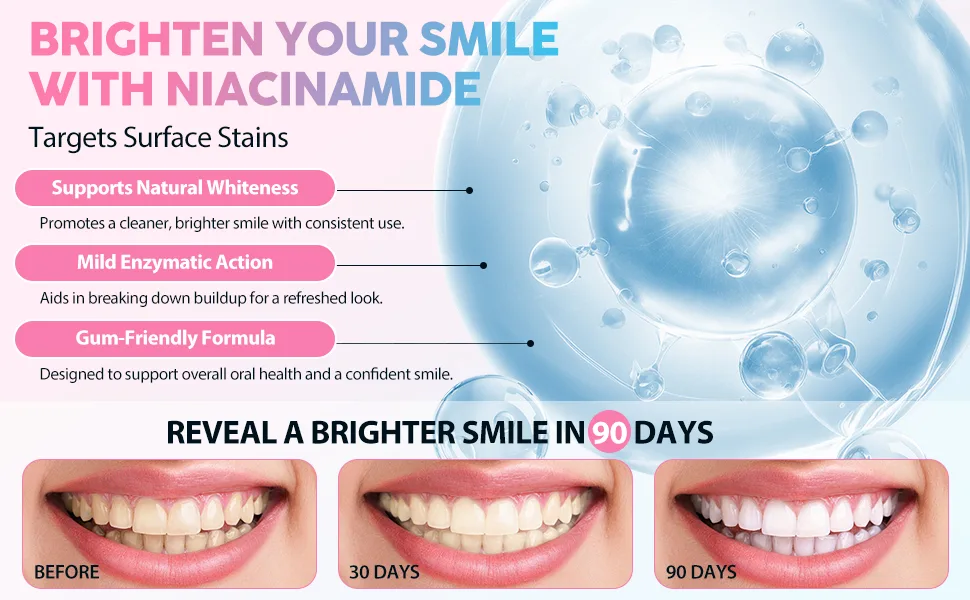 2Pack Niacinamide Whitening Toothpaste - Niacinamide Toothpaste - Help for Fresh Breath & Enamel Safe - Niacinamide Whitening Toothpaste