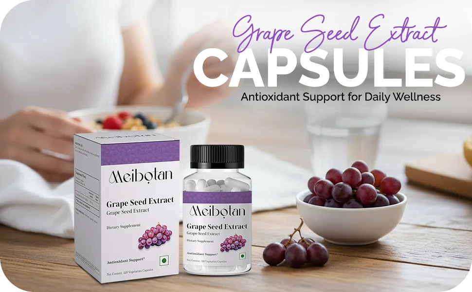 MEIBOTAN Grape Seed Extract Maximum Strength 500 mg (a Highly Concentrated Extract with a Minimum of 90% Polyphenols) 120 Veg Capsules - SPN-FOR1