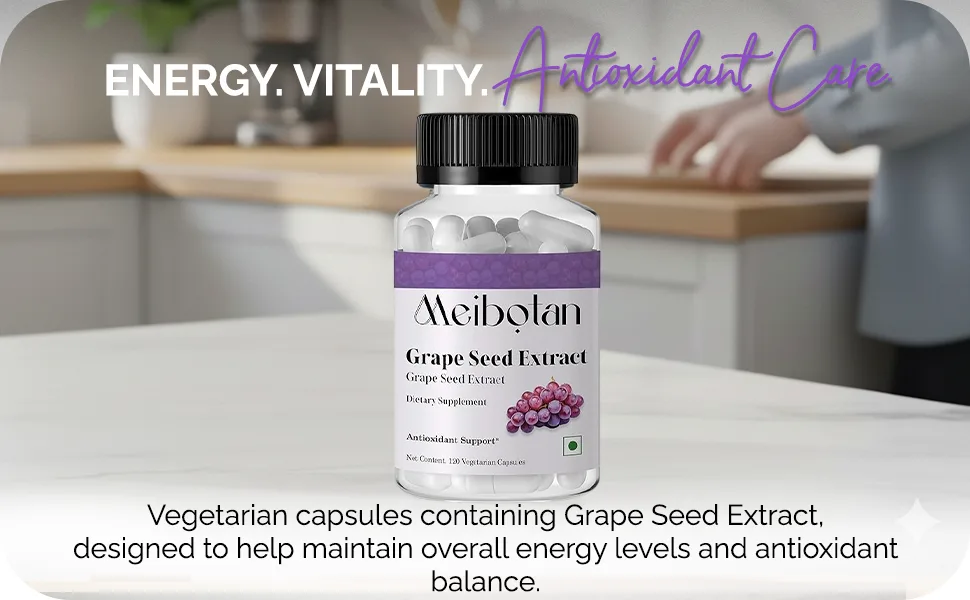 MEIBOTAN Grape Seed Extract Maximum Strength 500 mg (a Highly Concentrated Extract with a Minimum of 90% Polyphenols) 120 Veg Capsules - SPN-FOR1