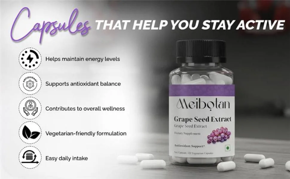 MEIBOTAN Grape Seed Extract Maximum Strength 500 mg (a Highly Concentrated Extract with a Minimum of 90% Polyphenols) 120 Veg Capsules - SPN-FOR1