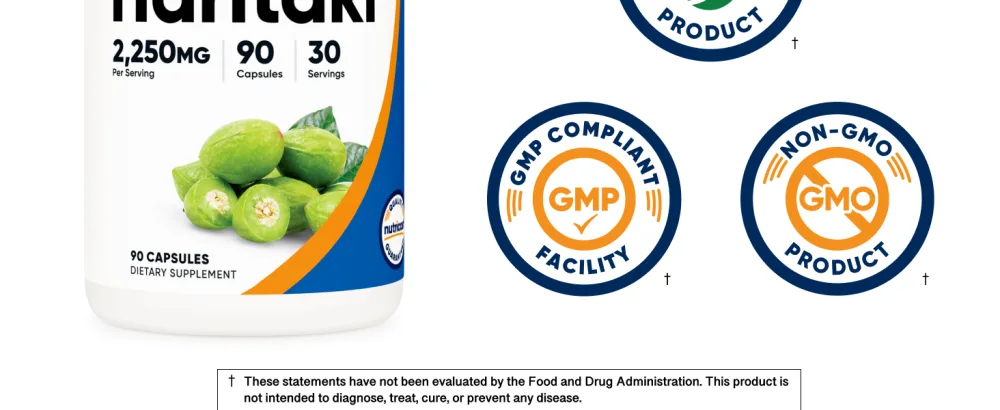 Nutricost Haritaki (2250mg) 90 Vegan Capsules - GMO-Free Gluten-Free 30 Servings - Haritaki