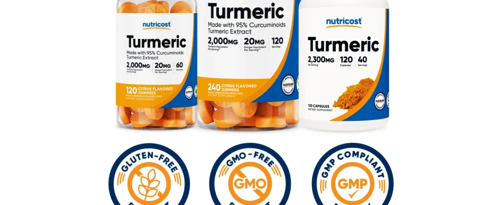 Nutricost Turmeric Gummies 2 000mg Tumeric per Serving (120 Gummies) - 60 Servings - Turmeric