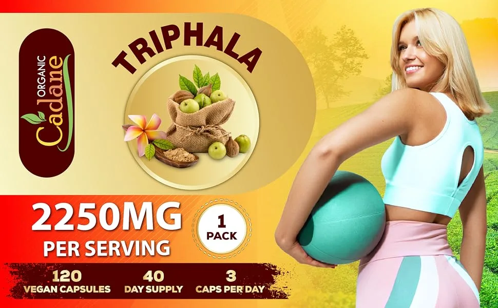 Organic Cadane Triphala (3 Fruit Powders) Supplement - 120 Veggie Capsules - 11. CADANE - TRIPHALA - 120CAPS