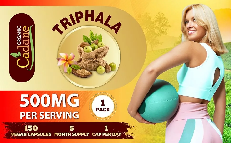 Organic Cadane Triphala Extract Capsules 5 Months Supply with Turmeric Guggulu Ginger Black Pepper Moringa - Support Digestion Health & Immune System - 150Caps - 12. CADANE - TRIPHALA - 150CAPS