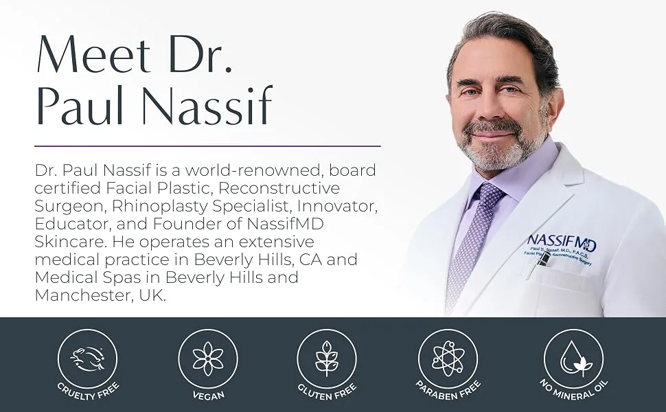 NassifMD Hydro-Gel with Hylauronic Acid Moisturizer Salicylic Acid Serum Retinol Serum for Face - Brightening