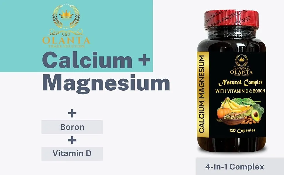 Calcium Magnesium Complex - Immune Support Vitamins Calcium Supplements for Women Over 50 Bone Builder Supplement Minerals for Bone Support Gluten Free Non-GMO - 1 Bottle 120 Capsules - Calcium Magnesium Formula for Nervous System
