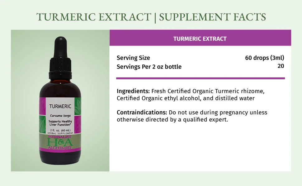 Herbalist & Alchemist Turmeric Extract Supports Healthy Liver Function* (4 Fl Oz) 4 Fl Oz (Pack of 1) - Turmeric
