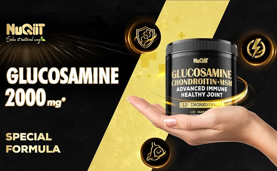 Glucosamine Chondroitin MSM with Immune & Joint Support Supplement 2000mg - Turmeric Curcumin Root Boswellia Elderberry Echinacea & More - 120 Capsules - Bone Health Flexibility & Strength Support - Glucosamine (4/120 Caps)