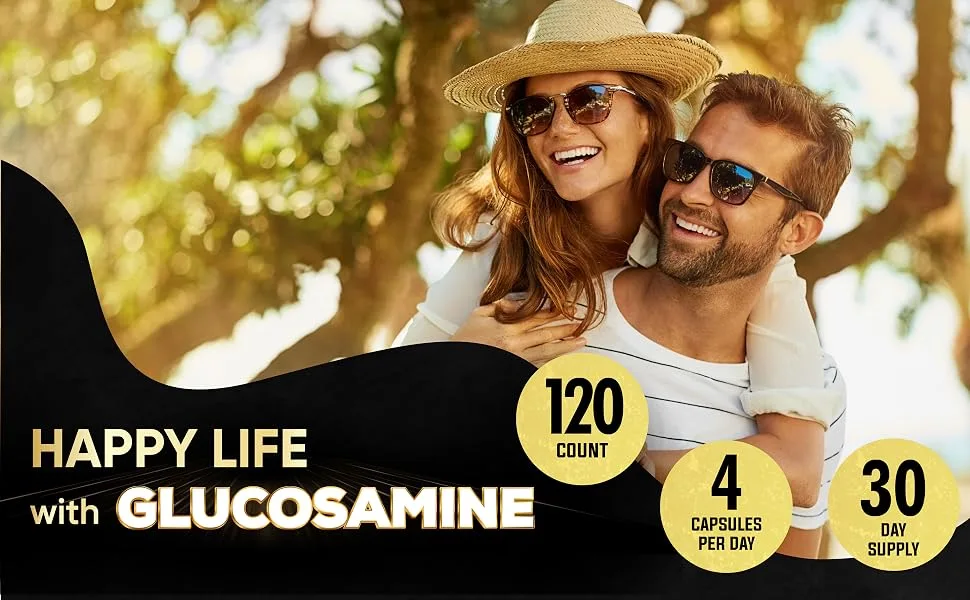 Glucosamine Chondroitin MSM with Immune & Joint Support Supplement 2000mg - Turmeric Curcumin Root Boswellia Elderberry Echinacea & More - 120 Capsules - Bone Health Flexibility & Strength Support - Glucosamine (4/120 Caps)