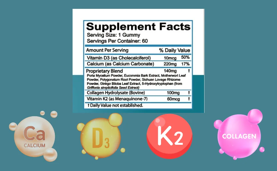 Height Boost Bone Growth Gummies for Kids & Teens Natural Growth Support with Calcium Vitamin D3 K2 Collagen Hydrolysate & Herbal Blend Bone Strength & Height Supplement 60 Gummies - d3 k2 calcium bone heght growth immune