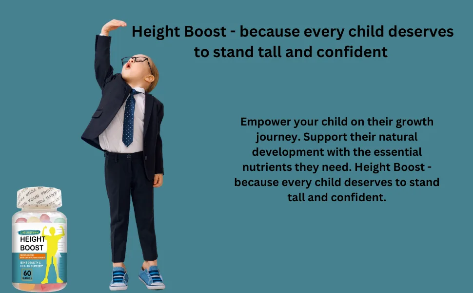 Height Boost Bone Growth Gummies for Kids & Teens Natural Growth Support with Calcium Vitamin D3 K2 Collagen Hydrolysate & Herbal Blend Bone Strength & Height Supplement 60 Gummies - height growth gummies calcium immune system