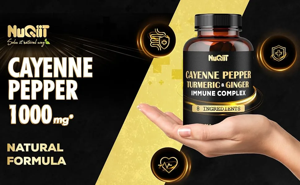 210 Pills - Cayenne Pepper Capsules Organic with Turmeric Ginger Immune Support Complex as Elderberry Echinacea Garlic Bulb - Digestion Heart Health & Body Management - Cayenne Pepper (2/210Caps)