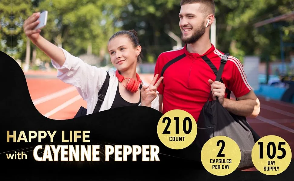 210 Pills - Cayenne Pepper Capsules Organic with Turmeric Ginger Immune Support Complex as Elderberry Echinacea Garlic Bulb - Digestion Heart Health & Body Management - Cayenne Pepper (2/210Caps)