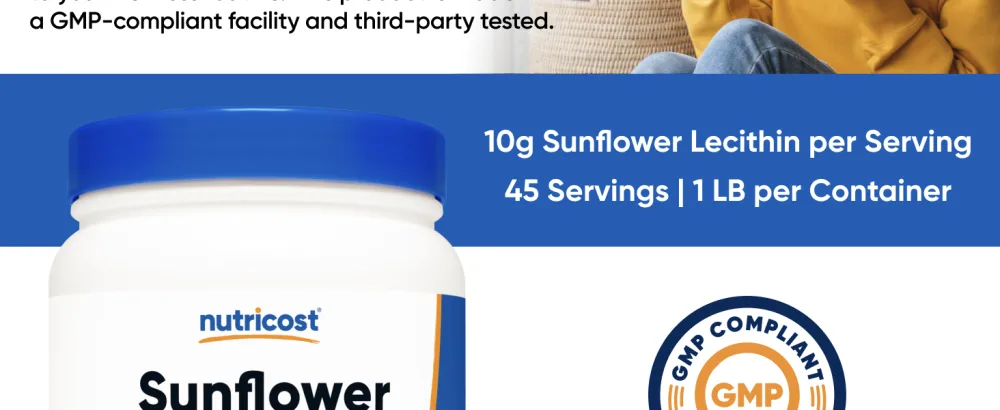 Nutricost Sunflower Lecithin (1 Pound) - Natural Phosphatidylcholine Vegan Gluten-Free GMO-Free - Sunflower Lecithin