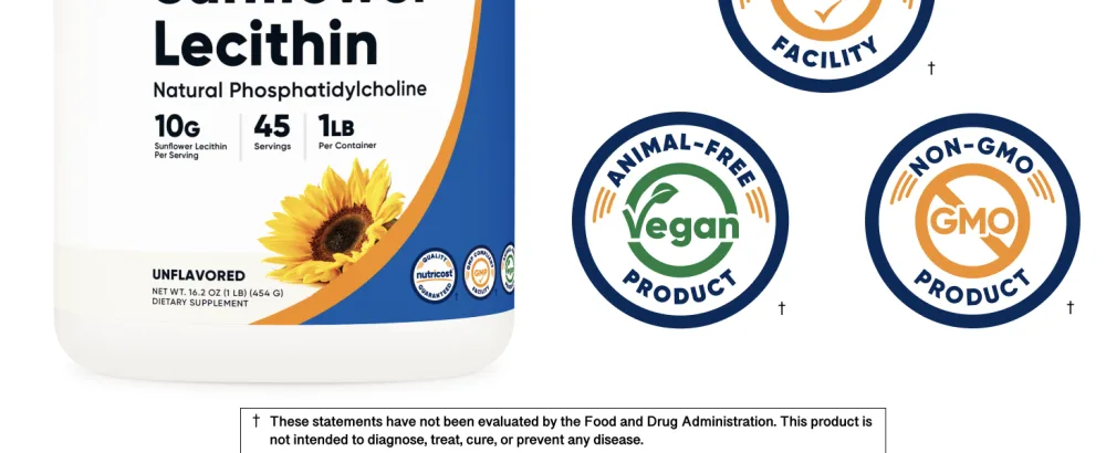 Nutricost Sunflower Lecithin (1 Pound) - Natural Phosphatidylcholine Vegan Gluten-Free GMO-Free - Sunflower Lecithin