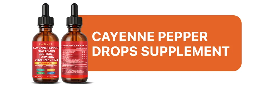 Cayenne Pepper Drops Supplement Liquid Blend of Hawthorn Berry Beetroot Turmeric VIT K2+D3 Daily Health Boost (2oz) - Cayenne Pepper Drops