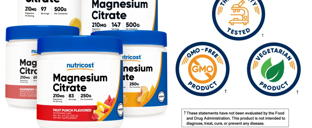 Nutricost Magnesium Citrate Powder (Unflavored 250 Gram) Unflavored 17.64 Ounce (Pack of 1) - Magnesium Citrate Powder