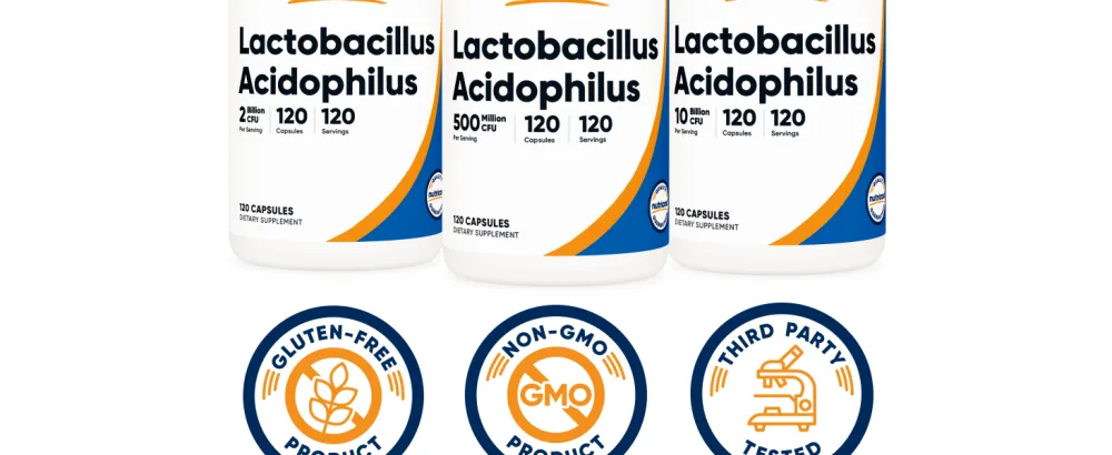 Nutricost Lactobacillus Acidophilus 500 Million CFU Per Serving (120 Capsules) - Lactobacillus Acidophilus