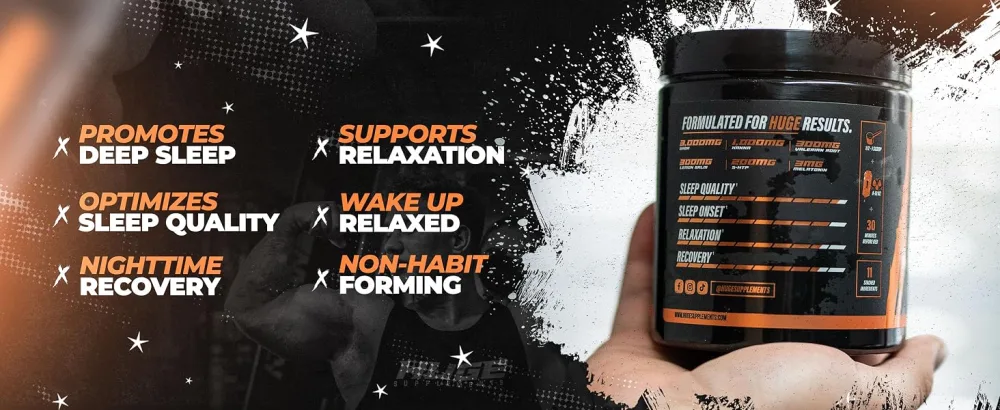 Hibernate Sleep Supplement Complete & Optimally Dosed Sleep Recovery Formula Relax & Unwind Includes GABA Valerian Root Melatonin 5-HTP & More (30 Servings) (Peach Mango) - Promotes Deep Sleep