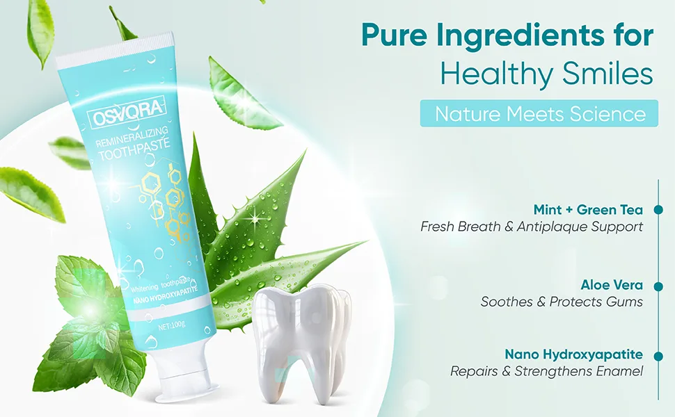 Fluoride Free Toothpaste Nano Hydroxyapatite Toothpaste Remineralizing Natural Teeth Whitening Tooth Repair Appropriate for Sensitive Teeth - Pure Ingredients