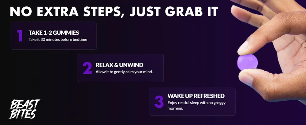 Beast Bites - Valerian Infused Sleep & Nighttime Recovery Gummies - NSF Certified for Sport - 30 Servings - No Extra Steps, Just Grab It