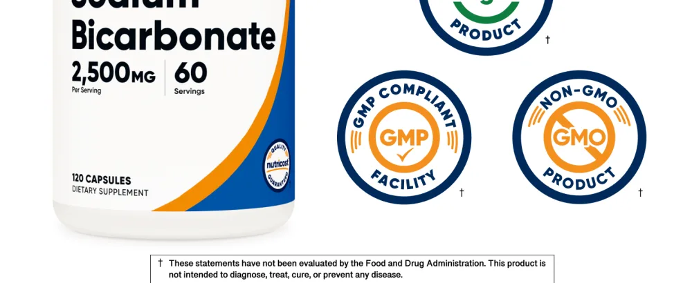 Nutricost Sodium Bicarbonate (2 500mg) 120 Capsules - GMO-Free Gluten Free Vegan 60 Servings - Sodium Bicarbonate Capsules
