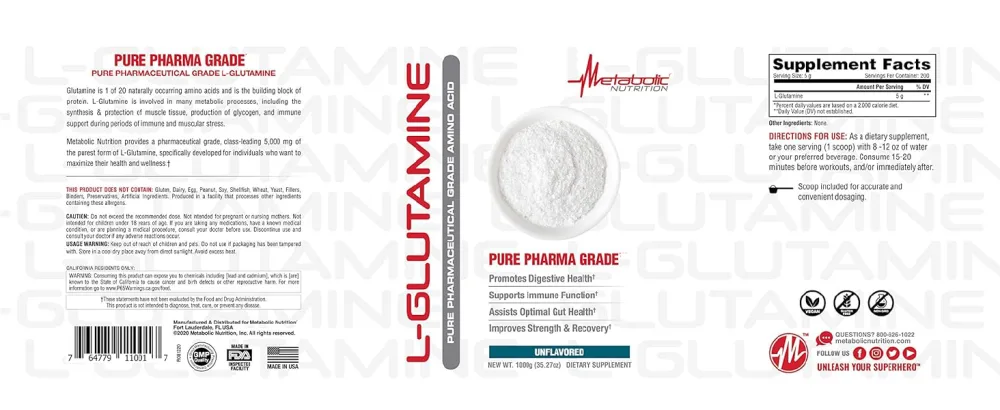 Metabolic Nutrition Glutamine (500) 1 Count (Pack of 500) - Metabolic Nutrition