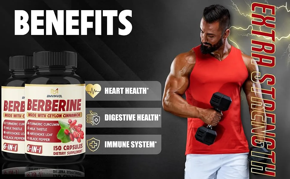 2 Pack Berberine HCl- Plus Ceylon Cinnamon Turmeric Milk Thistle Artichoke Black Pepper Berberine HCI Root Supplements Pills - Immune System - berberine supplement