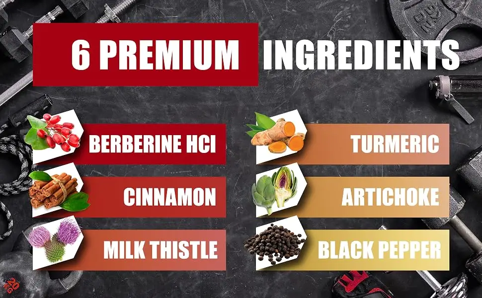 Berberine HCl 150 Capsules - Plus Ceylon Cinnamon Turmeric Milk Thistle Artichoke Black Pepper Berberine HCI Root Supplements Pills - Immune System - berberine hcl supplements