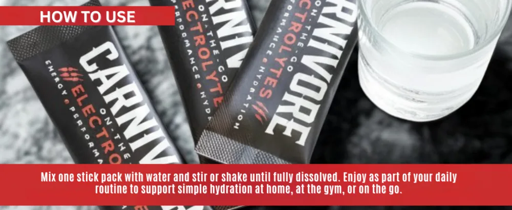 Premium Hydration Powder for Carnivore Diet - Balanced Electrolyte Support Zero Sugar Zero Carb Keto Friendly - Supplement for Optimal Energy & Recovery - 20 Stick Packets Per Pouch (Unflavored) - Carnivore On-The-Go Electrolytes