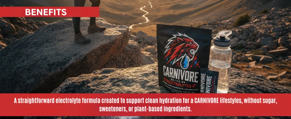 Premium Hydration Powder for Carnivore Diet - Balanced Electrolyte Support Zero Sugar Zero Carb Keto Friendly - Supplement for Optimal Energy & Recovery - 20 Stick Packets Per Pouch (Unflavored) - Carnivore On The Go Electrolytes