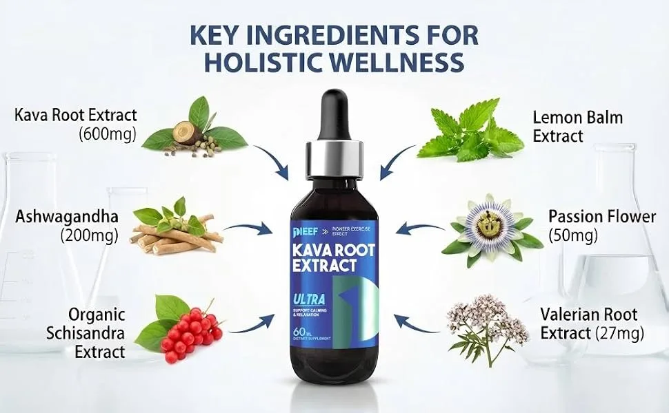 obnobm Kava Kava Root Extract Supplement 60ml Fast-Absorbing Kava Kava Liquid Supplement for Relaxation Cognitive & Mood Support Promotes Restful Sleep Plant-Based - Kava Kava Relaxation, Cognitive &amp; Mood Support