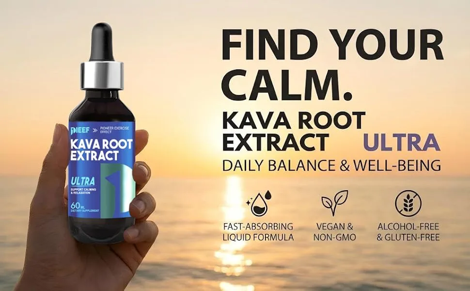 obnobm Kava Kava Root Extract Supplement 60ml Fast-Absorbing Kava Kava Liquid Supplement for Relaxation Cognitive & Mood Support Promotes Restful Sleep Plant-Based - Kava Kava Root Extract Supplement