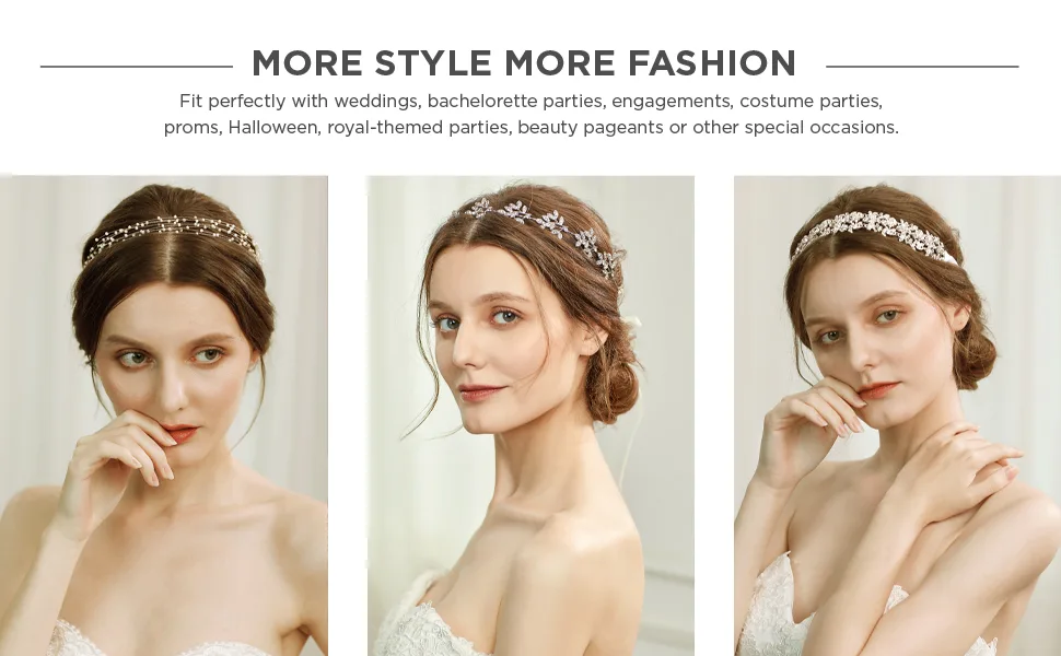 BABEYOND Elegant Rhinestone Leaf Wedding Bridal Bridesmaid Forehead Band Dangle Rhinestone Bridal Tiara Crown with Gift Box   Silver  One size - product information 20