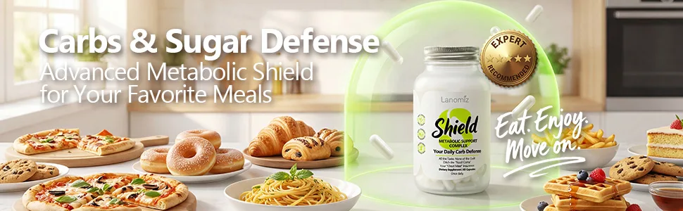 Shield Metabolic Support Complex Chromium Supplement Carb Defense Matrix - Dairy-Free & Gluten-Free - 60 Vegan Capsules(30 Servings) 1 Count (Pack of 60) - product information 2