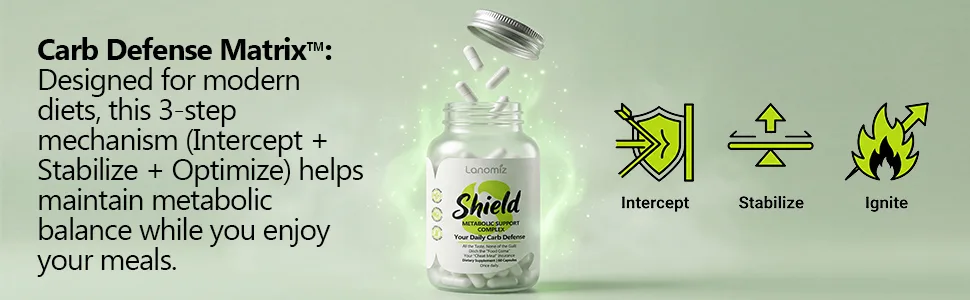Shield Metabolic Support Complex Chromium Supplement Carb Defense Matrix - Dairy-Free & Gluten-Free - 60 Vegan Capsules(30 Servings) 1 Count (Pack of 60) - product information 5