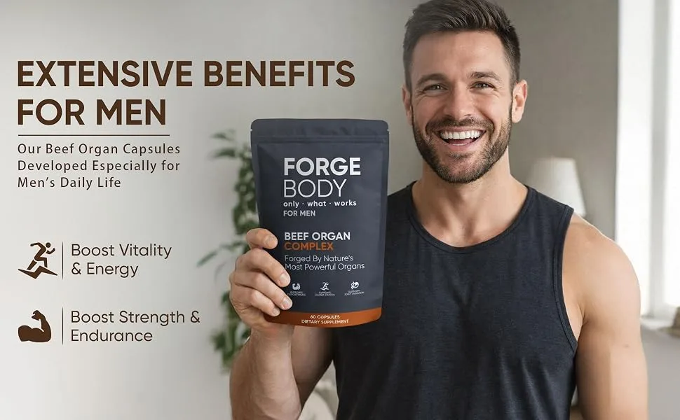 KXVUDE Forgebody Beef Organ Complex Capsules Grass Fed & Pasture Raised - Total Body Wellness & Performance Immune Support Gluten-Free Non-GMO 60 Count (1) - product information 1