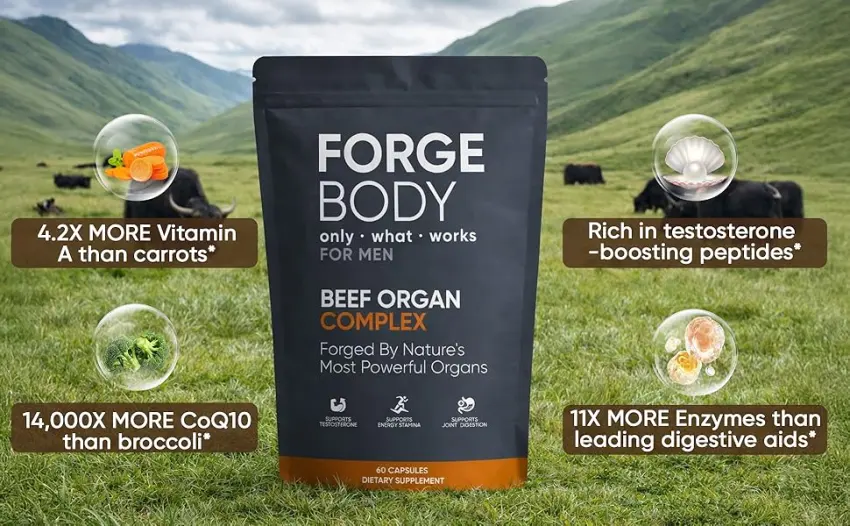 KXVUDE Forgebody Beef Organ Complex Capsules Grass Fed & Pasture Raised - Total Body Wellness & Performance Immune Support Gluten-Free Non-GMO 60 Count (1) - product information 5
