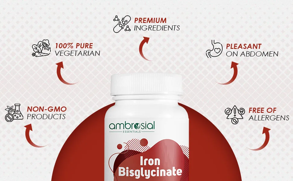 Ambrosial Iron Bisglycinate 28Mg Tablets Pack of 1-120 Tablets 120 Count (Pack of 1) - Iron