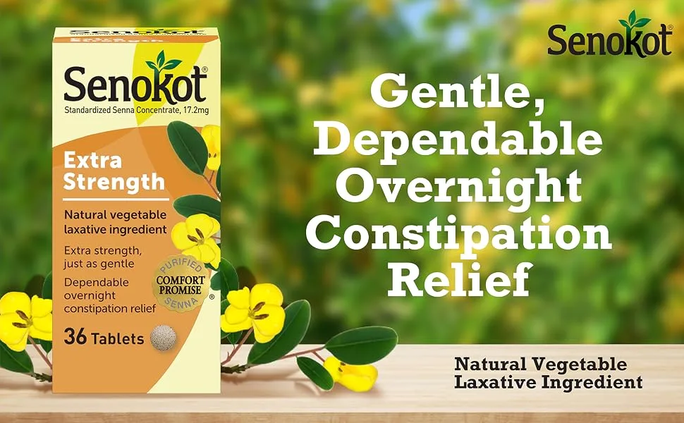 Senokot Extra Strength Natural Vegetable Laxative 36 Count & Colace Clear Stool Softener Capsules Constipation Relief 50mg Docusate Sodium 42 Count - product information 1