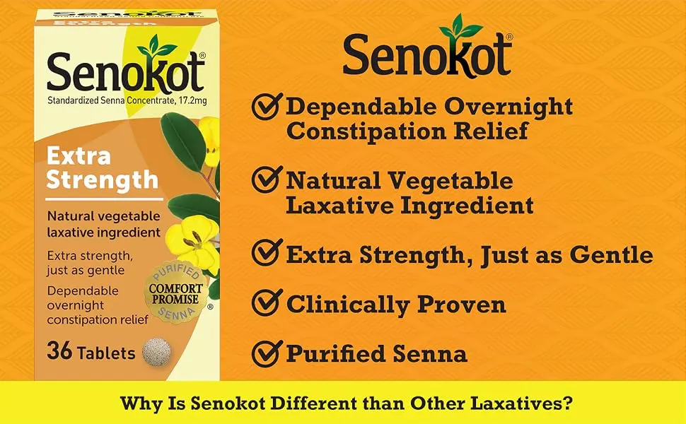 Senokot Extra Strength Natural Vegetable Laxative 36 Count & Colace Clear Stool Softener Capsules Constipation Relief 50mg Docusate Sodium 42 Count - product information 2