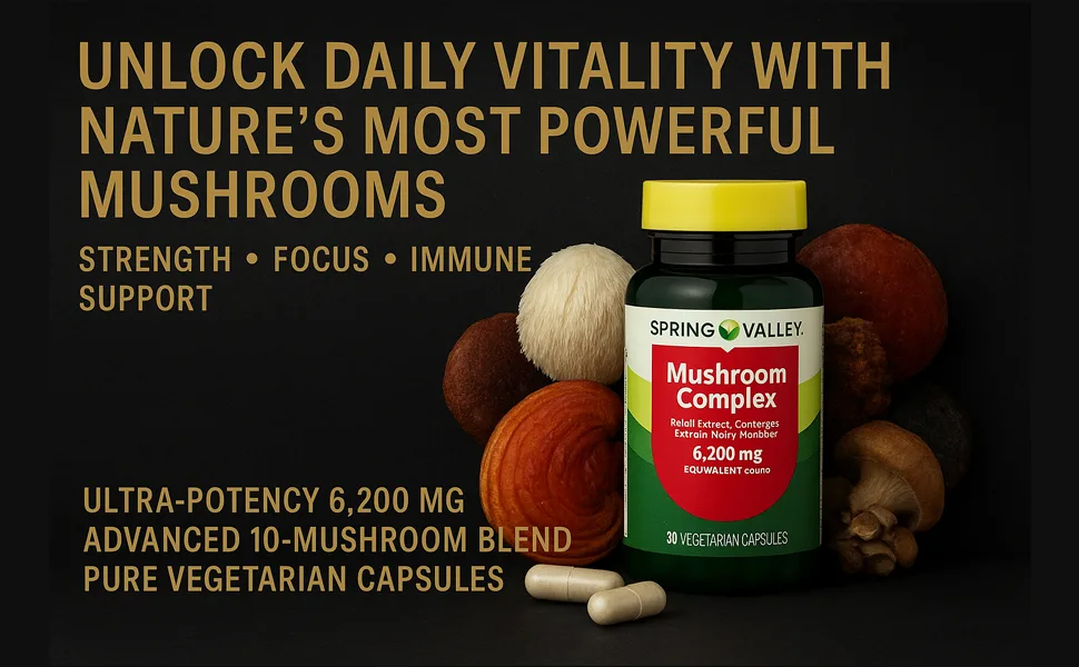 4 TOP CARE Mushroom Complex Dietary Supplement 6 200mg Equivalent Serving 30 Vegetarian Capsules - product information 2