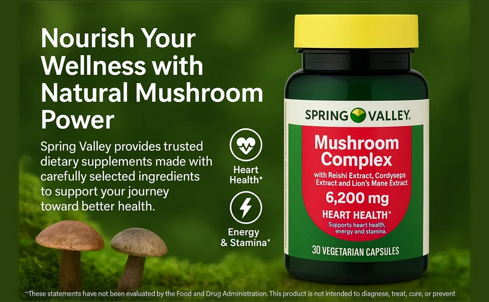 4 TOP CARE Mushroom Complex Dietary Supplement 6 200mg Equivalent Serving 30 Vegetarian Capsules - product information 3