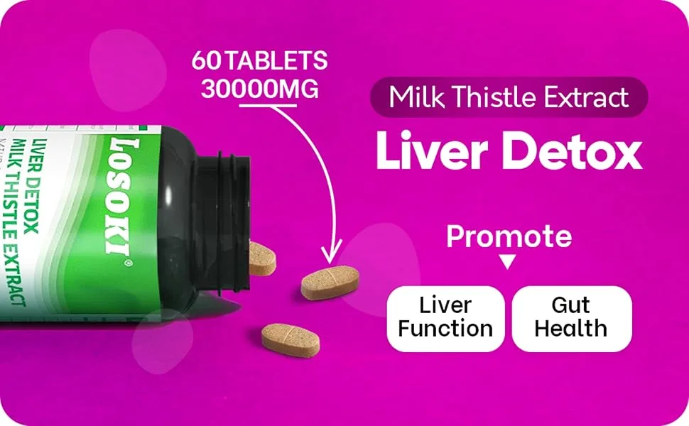 Liver Detox Supplement 30 000mg Milk Thistle Extract Turmeric Artichoke & Glutathione Supports Liver Health & Antioxidant Function 60 Tablets - product information 1