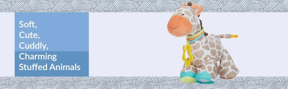 Developmental Giraffe Rattle Clip for Babies - Soft, Cute, Cuddly, Charming, Stuffed Animals