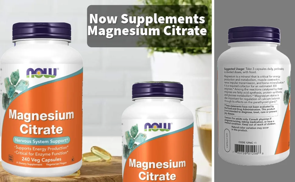 Now Foods Magnesium Citrate caps- 120 Vcaps ( 2-Pack) Unflavored 120 Count (Pack of 2) - product information 2