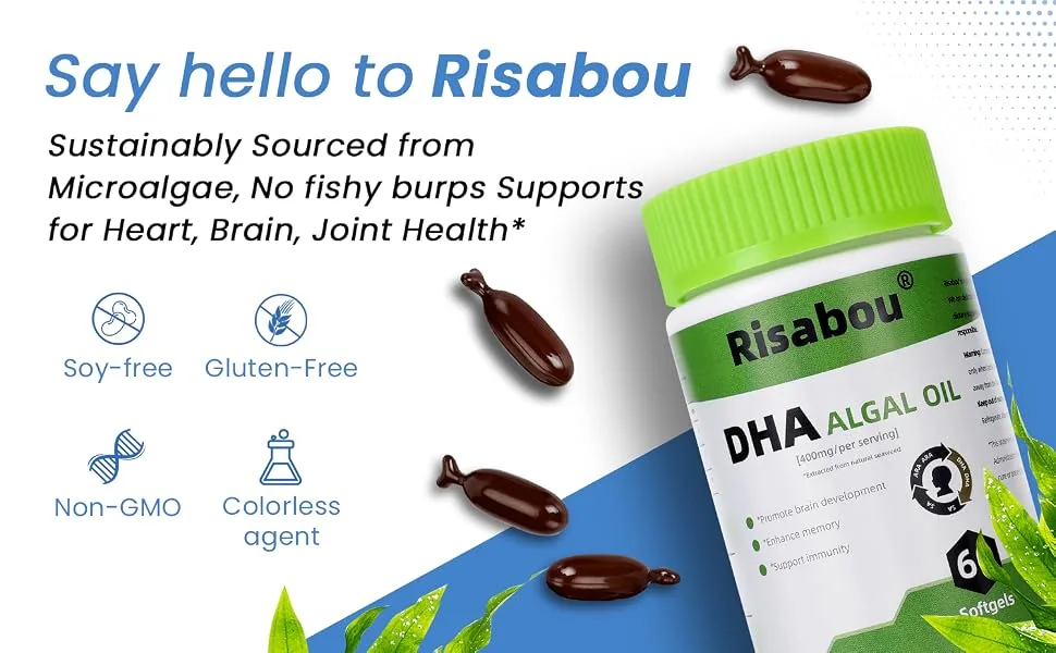 Algal Oil DHA 400 mg with ARA and SA 60 Softgels Algae Oil - DHA Omega 3 Supplement 1 Softgel per Serving for Brain Memory & Nervous System Support - Non-GMO - DHA ALGAE